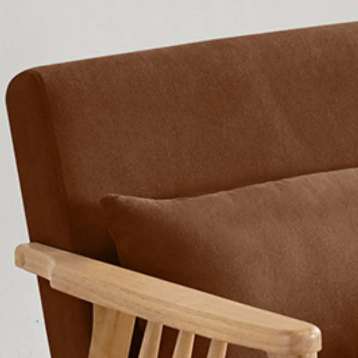 Natural Wood Frame Fixed Back Arm Chair — Natural / Off-White / Cotton and Linen