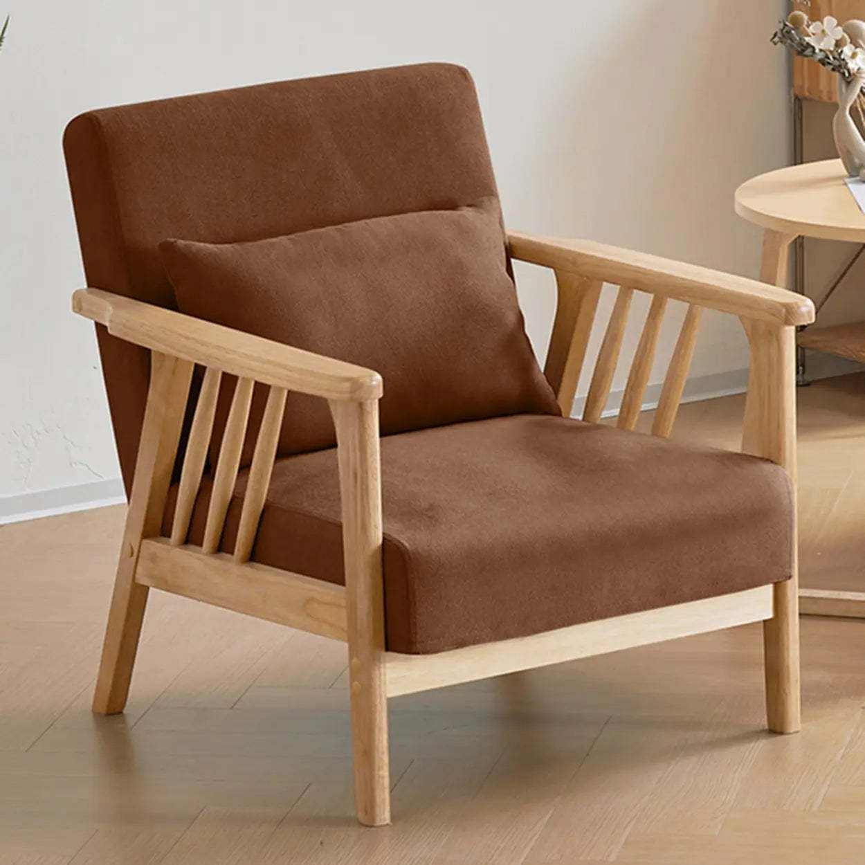 Modern arm frame gray wood accent chairs, Lighom — Coffee / Natural
