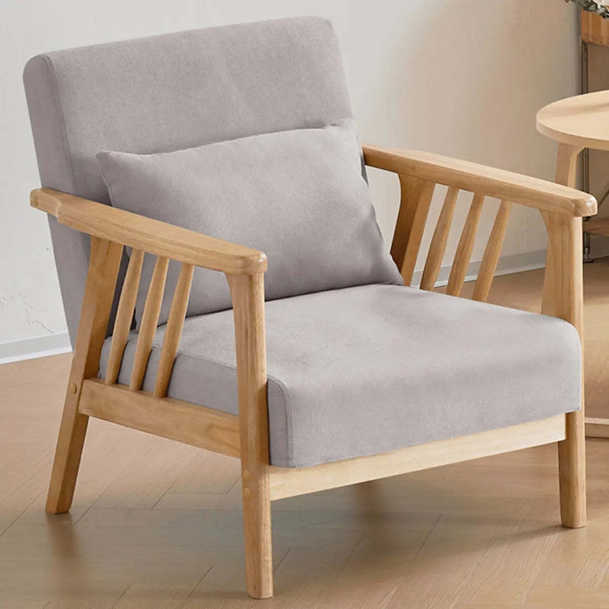 Natural Wood Frame Fixed Back Arm Chair