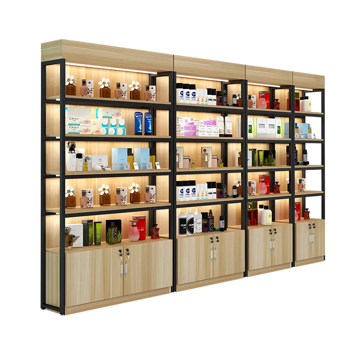 Natural Wood Open Large Display Cabinet — 1 / 4
