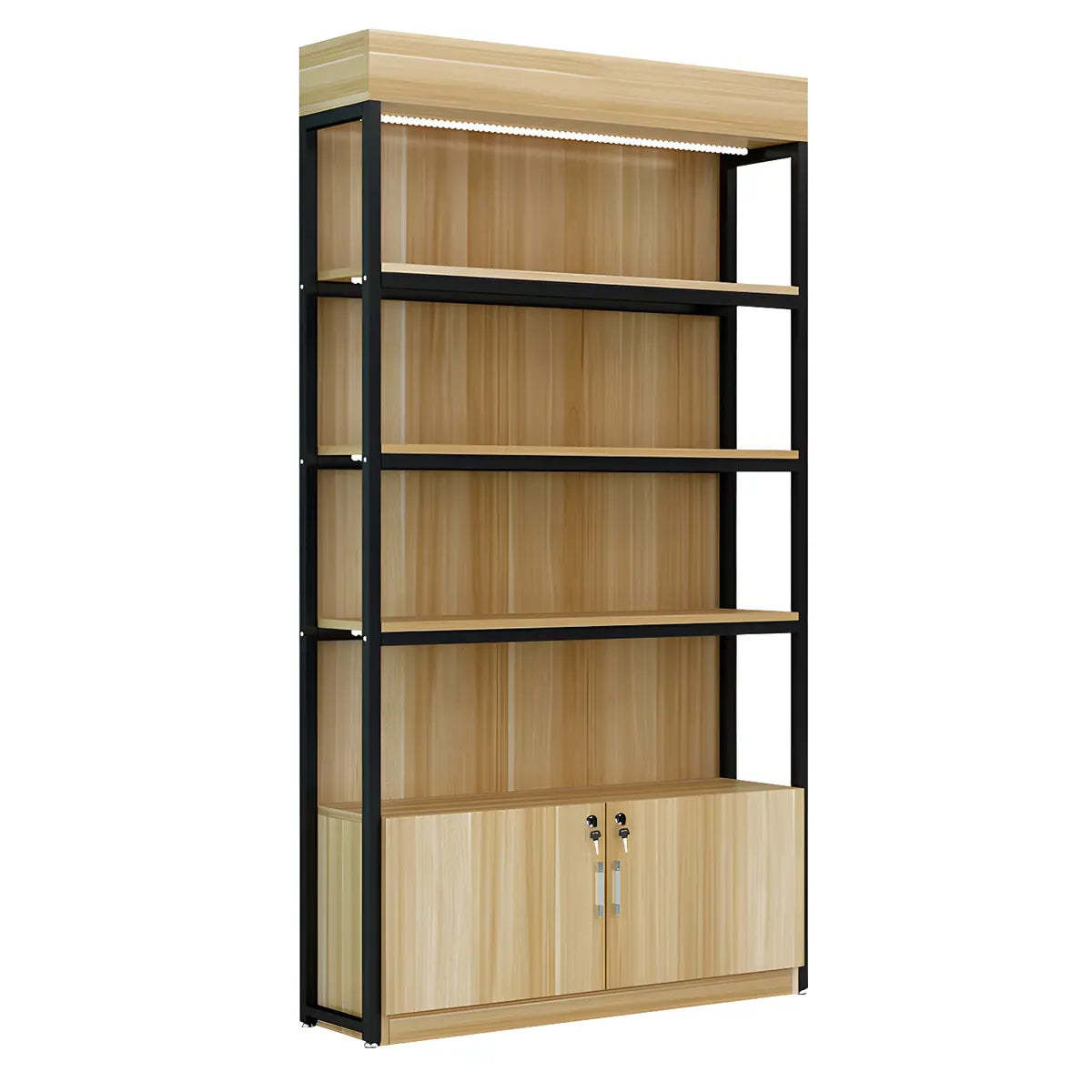 Lighom display open wood wine cabinets for entryway — 47" L x 12" W x 85" H / With 1 Cabinet / 3-Shelf