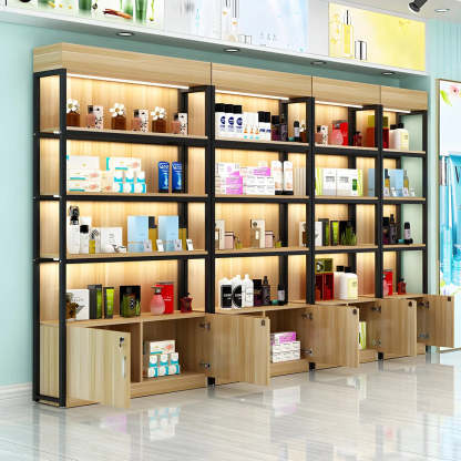 Natural Wood Open Large Display Cabinet — 1 / 3