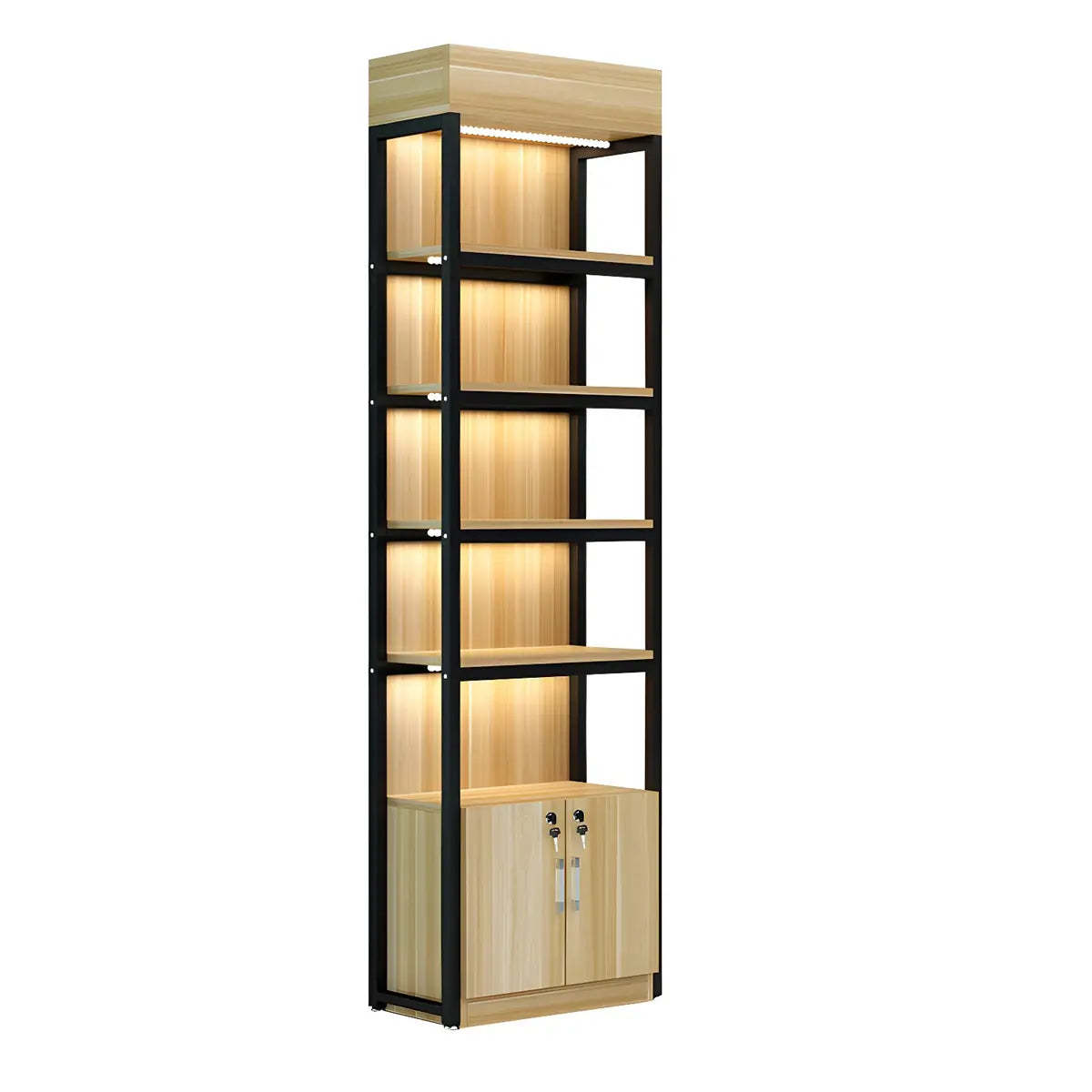Natural Wood Open Large Display Cabinet