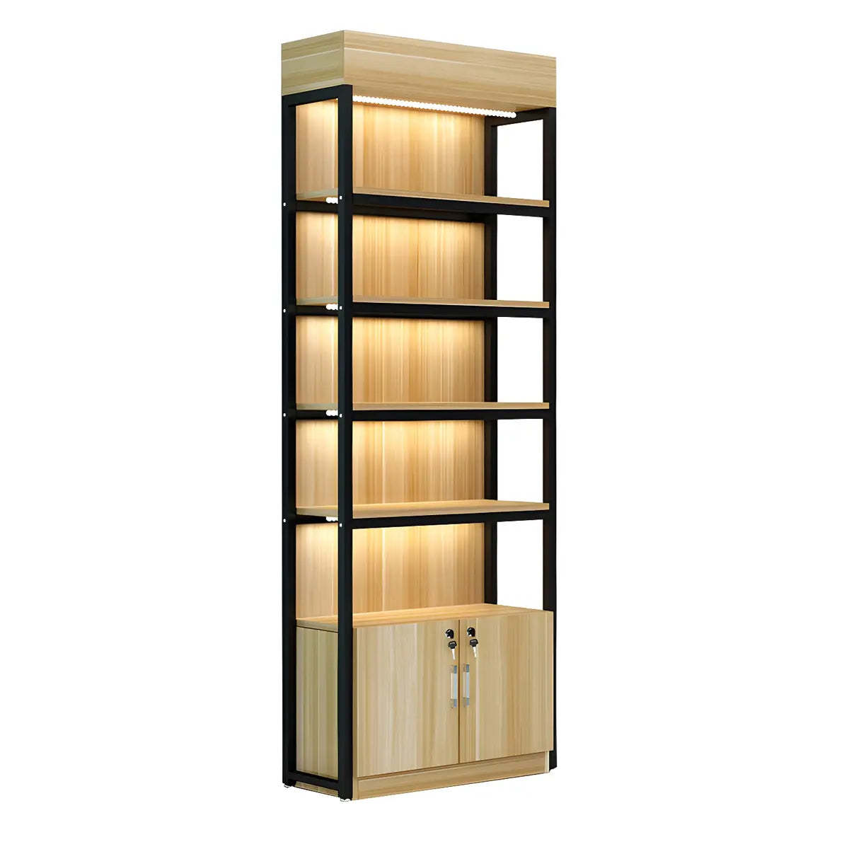 Natural Wood Open Large Display Cabinet
