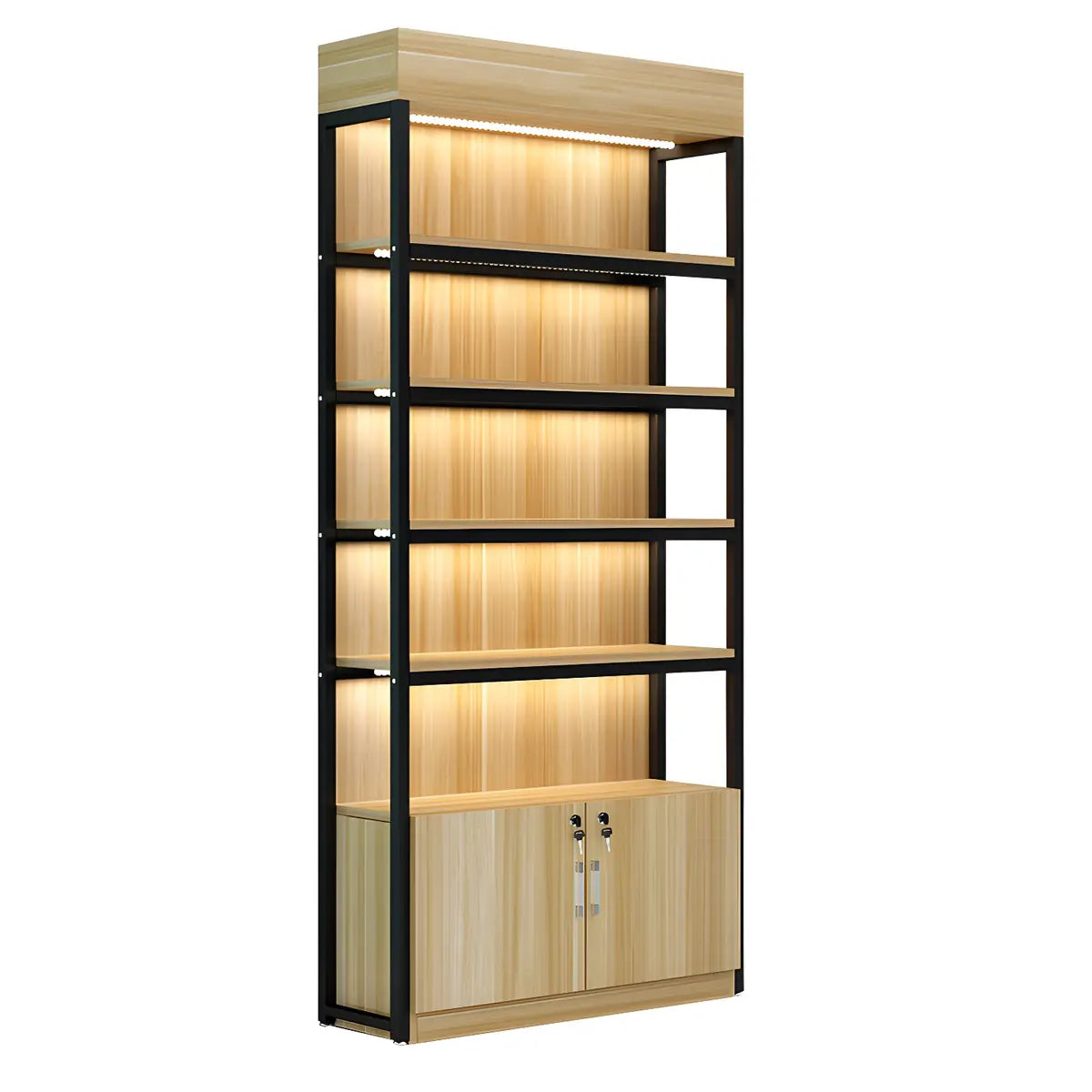 Natural Wood Open Large Display Cabinet