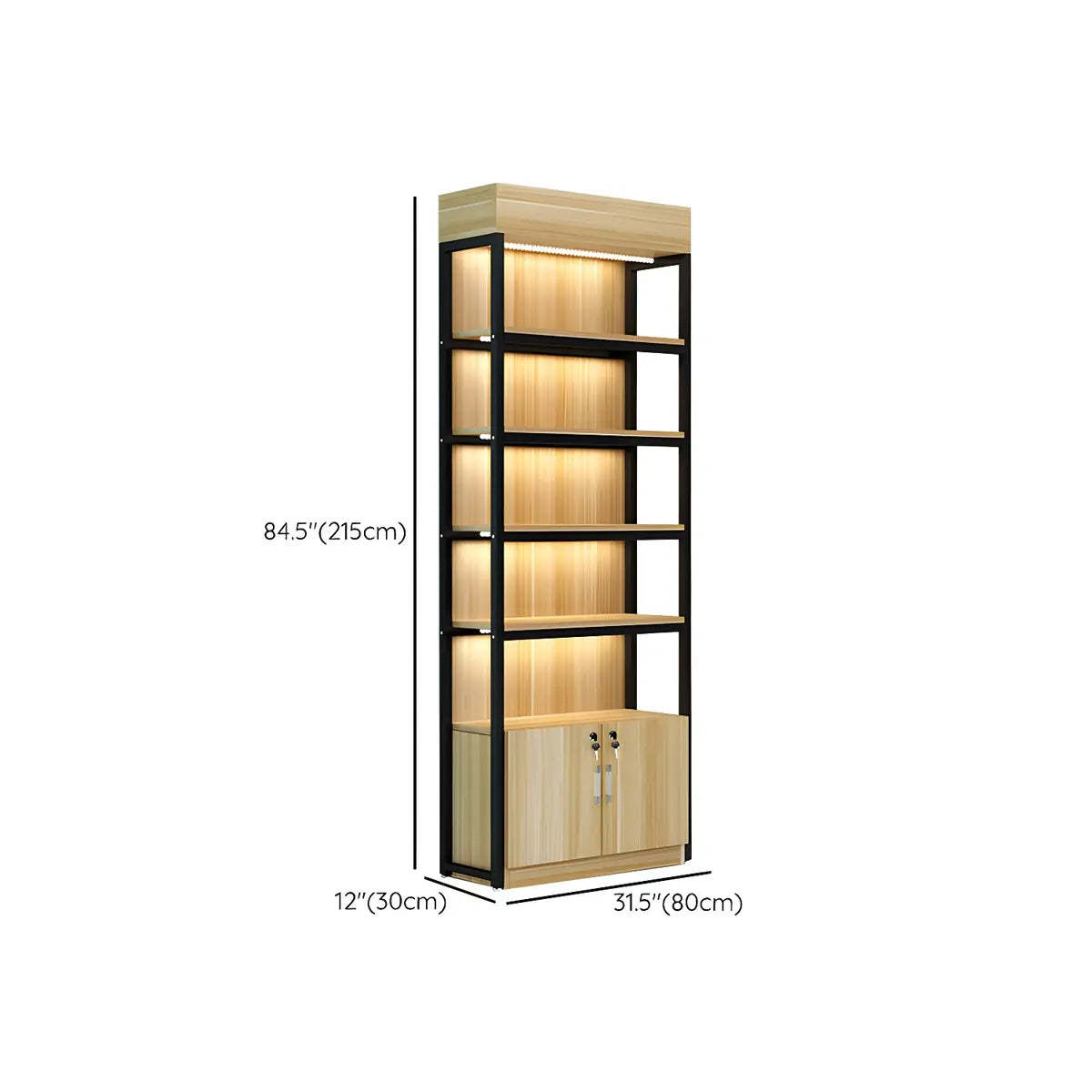 Natural Wood Open Large Display Cabinet