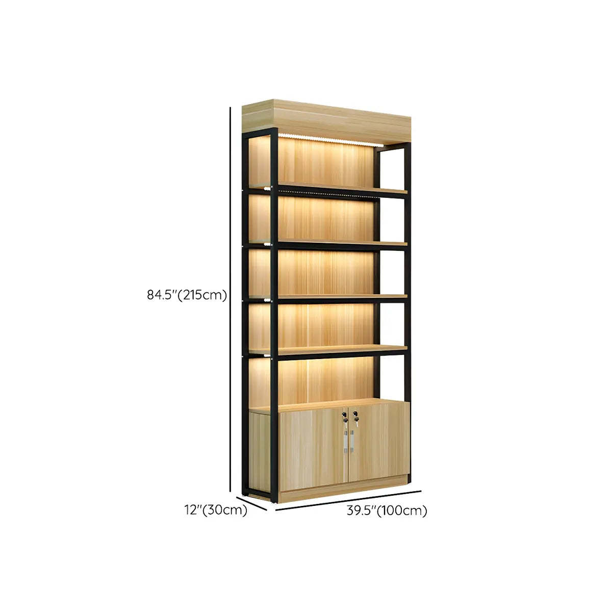 Natural Wood Open Large Display Cabinet