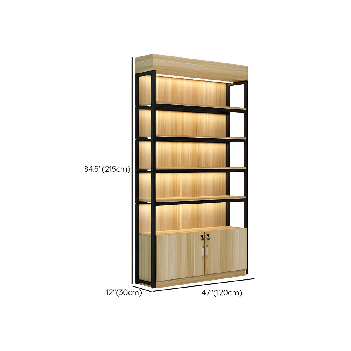 Natural Wood Open Large Display Cabinet