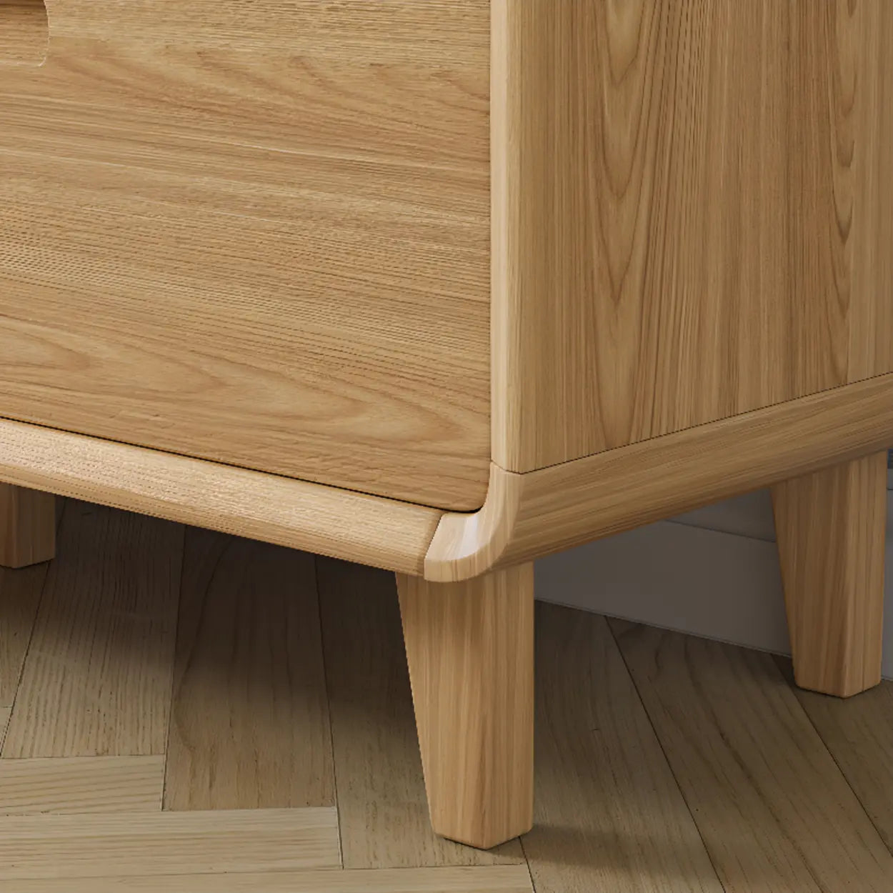 Natural Wood Open-Storage Drawer Rectangular TV Stand — Natural