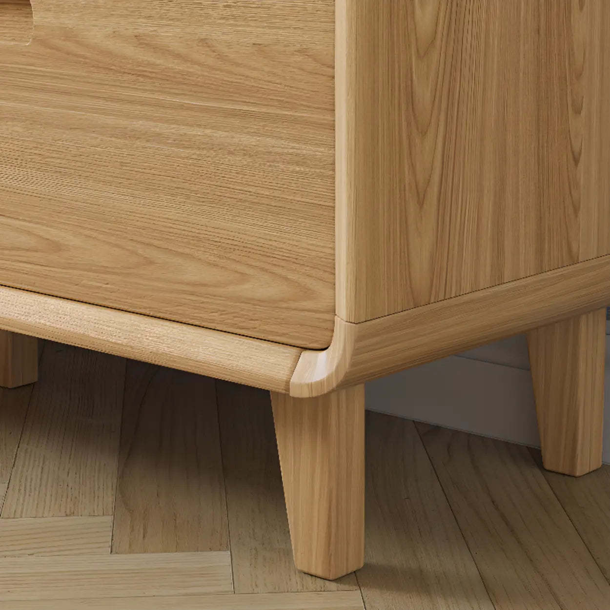 Natural Wood Open-Storage Drawer Rectangular TV Stand — Natural