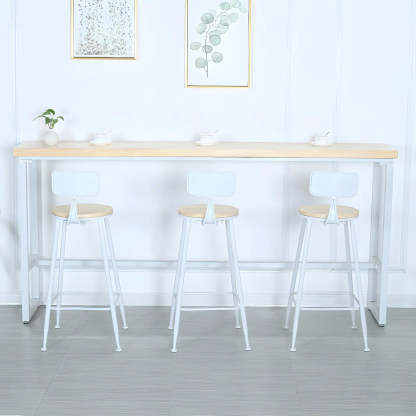 Natural Wood Long Bar Table with Footrest — Table Only