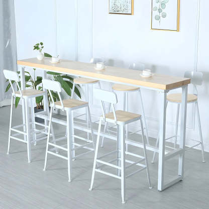Natural Wood Long Bar Table with Footrest — Table Only