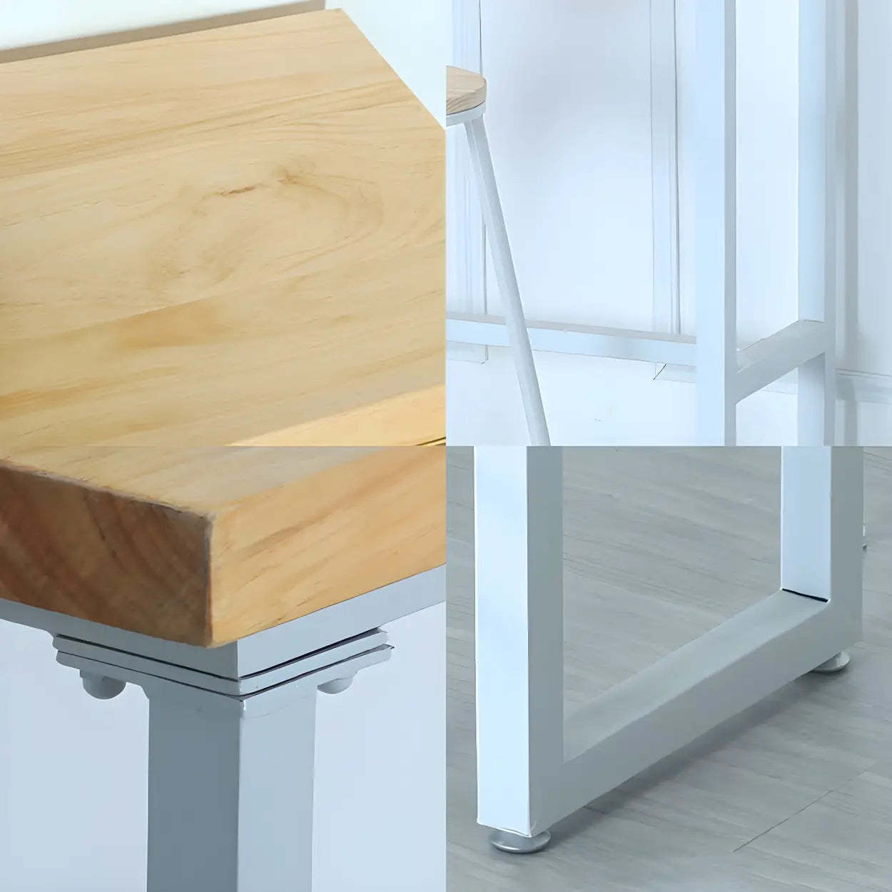 Natural Wood Long Bar Table with Footrest — Table Only