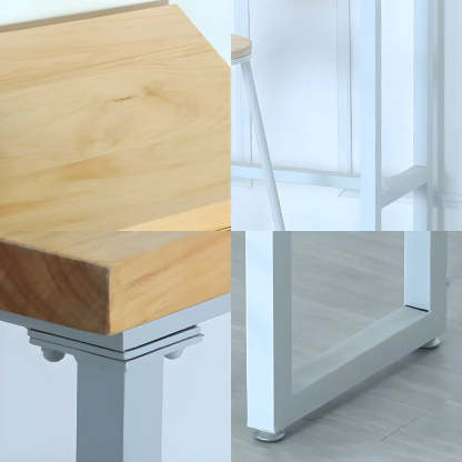 Natural Wood Long Bar Table with Footrest — Table Only