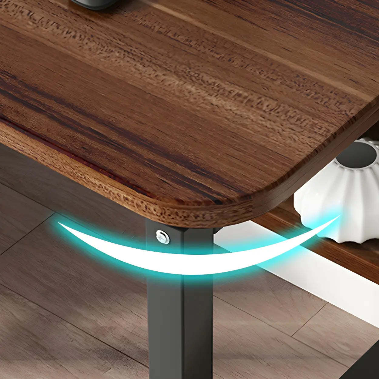Natural Wood H-Shape Shelving Computer Desk