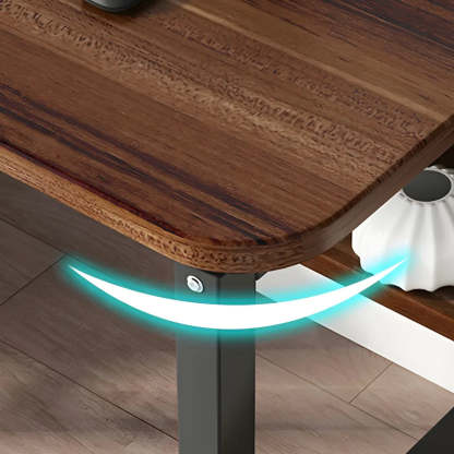Natural Wood H-Shape Shelving Computer Desk