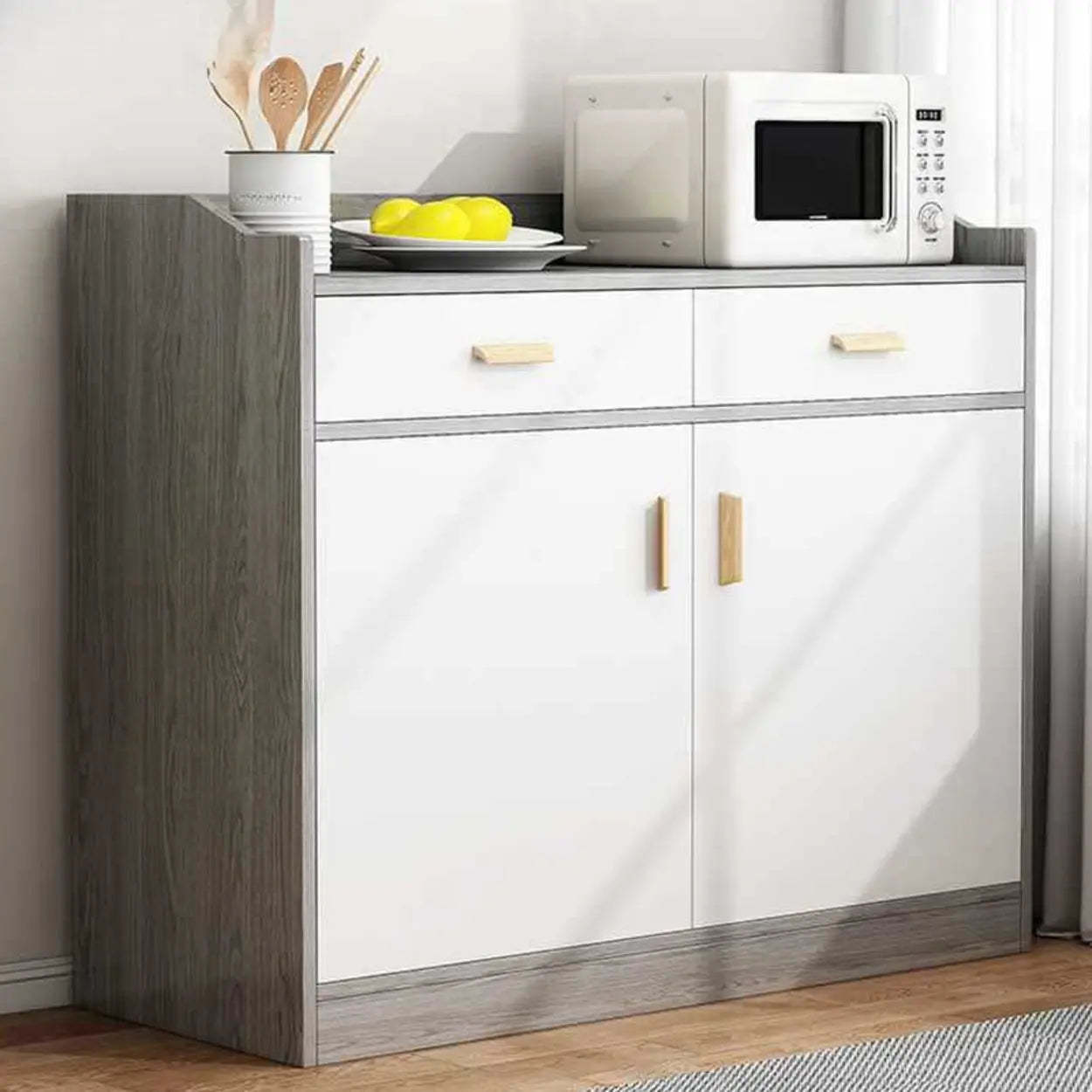 White wood sideboard open buffets & sideboards - nordic — 31.5"L x 15"W x 39.4"H / Gray
