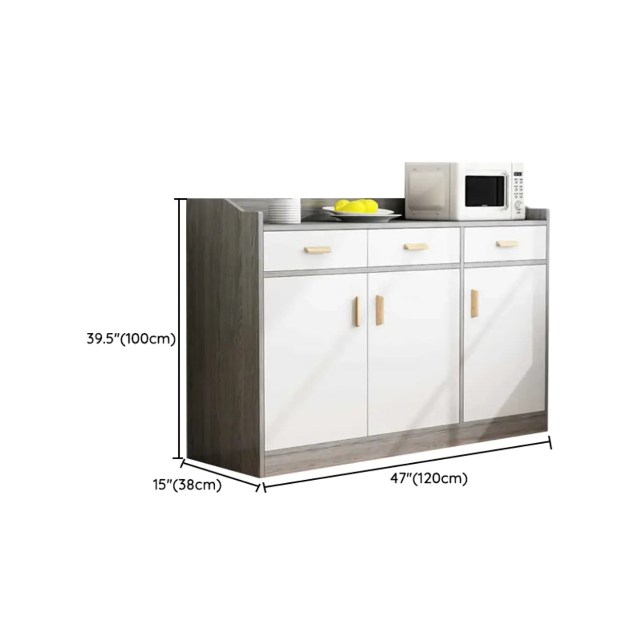 Natural Wood White Cabinet Shelf Open Sideboard