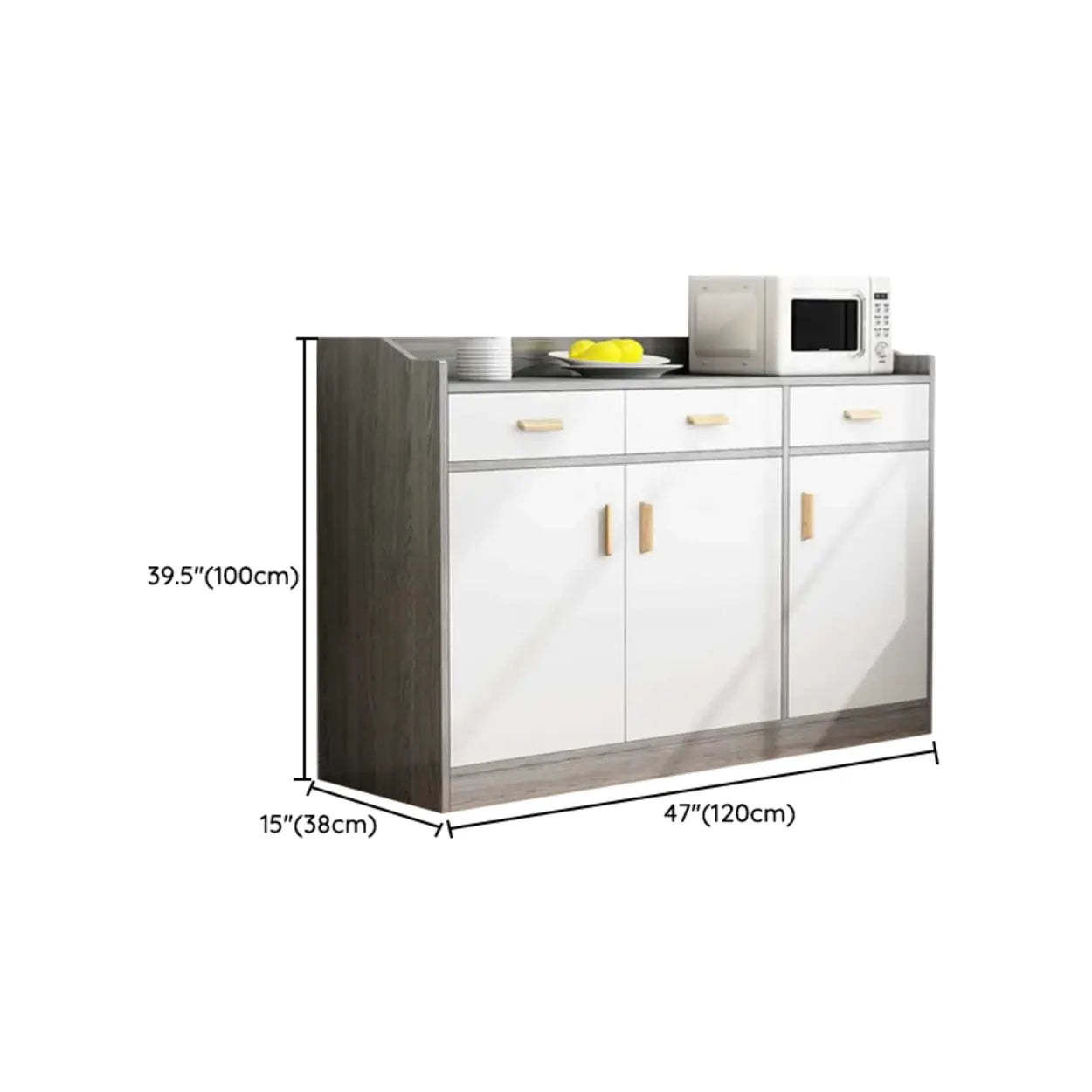 Natural Wood White Cabinet Shelf Open Sideboard