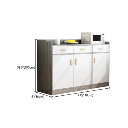 Natural Wood White Cabinet Shelf Open Sideboard