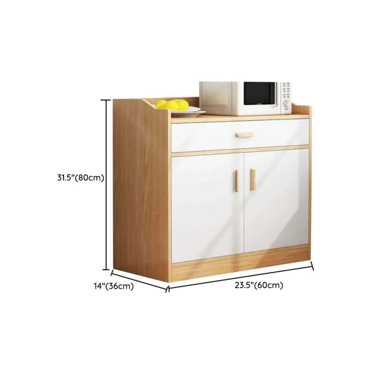 Natural Wood White Cabinet Shelf Open Sideboard
