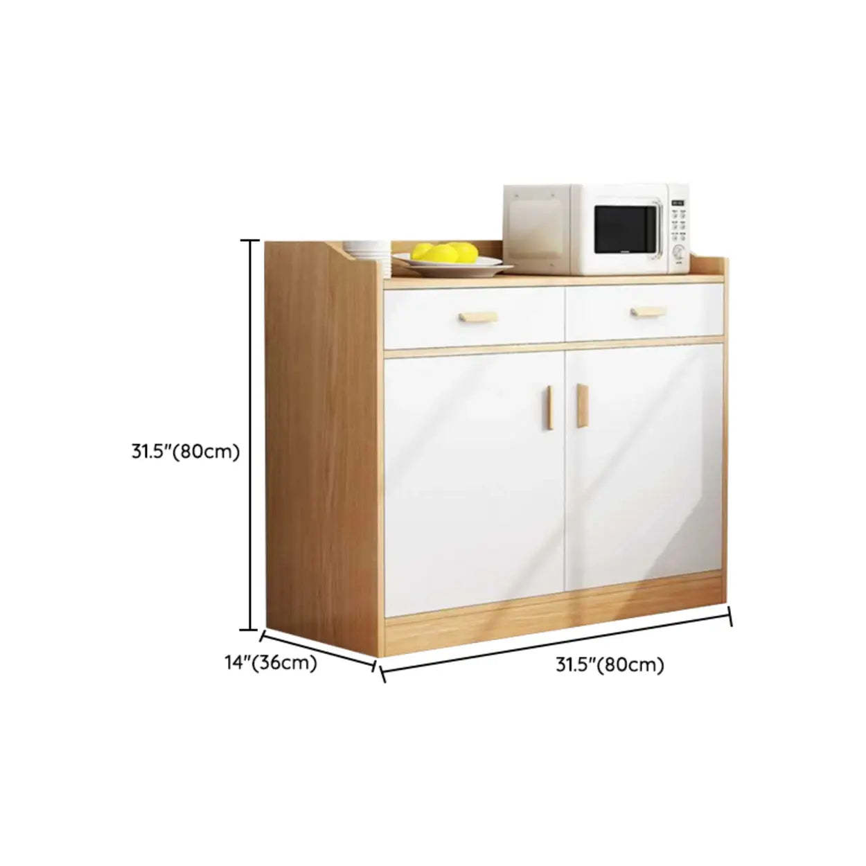 Natural Wood White Cabinet Shelf Open Sideboard