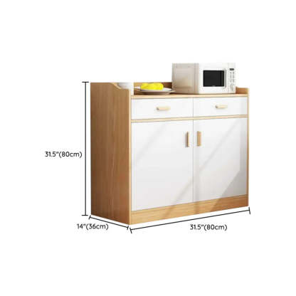 Natural Wood White Cabinet Shelf Open Sideboard