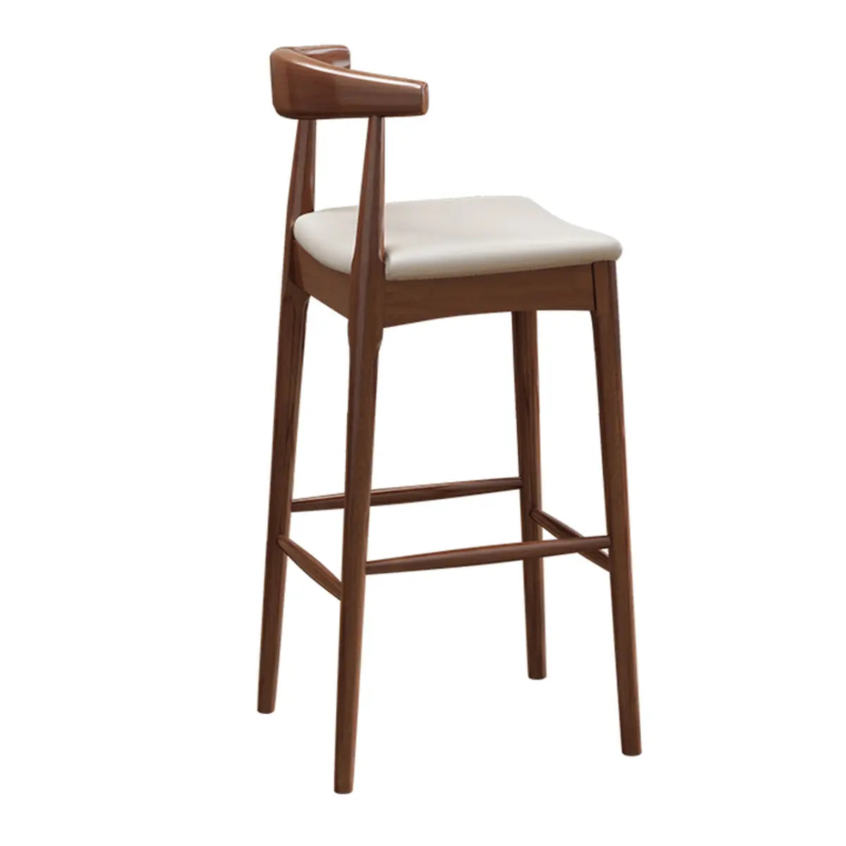 Natural Wood Counter Leather Armless Bar Stool — 1 Piece / Natural