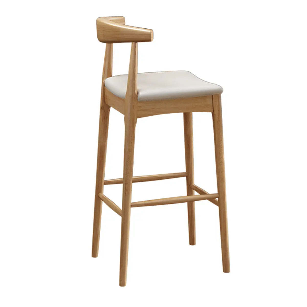 Natural Wood Counter Leather Armless Bar Stool — 1 Piece / Nut-Brown