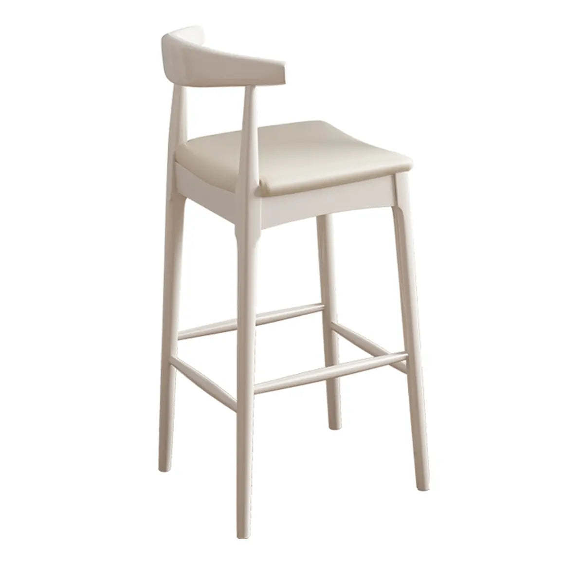 Natural Wood Counter Leather Armless Bar Stool — 2 Piece Set / Nut-Brown