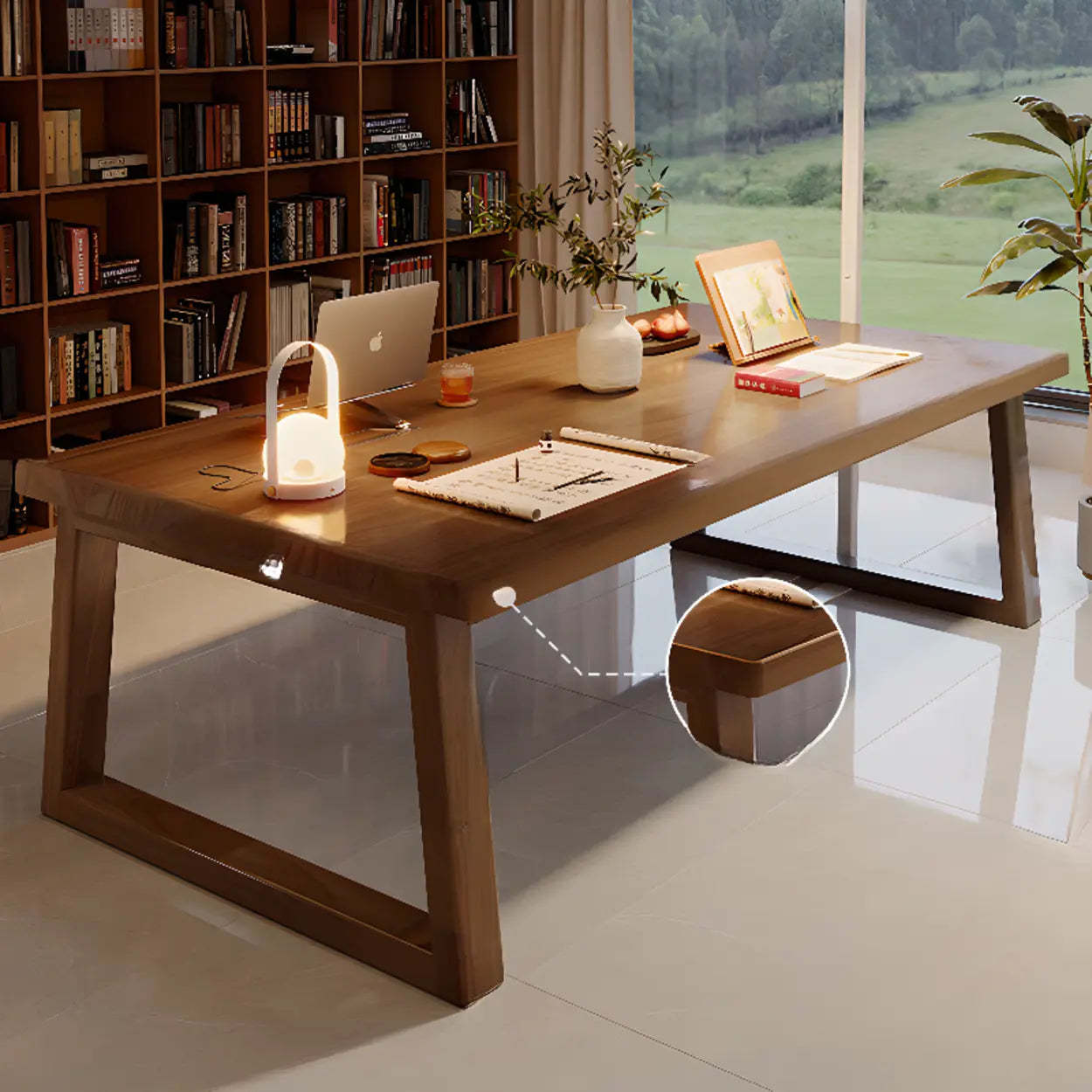 Natural Wood Sledge Home Desk — Natural