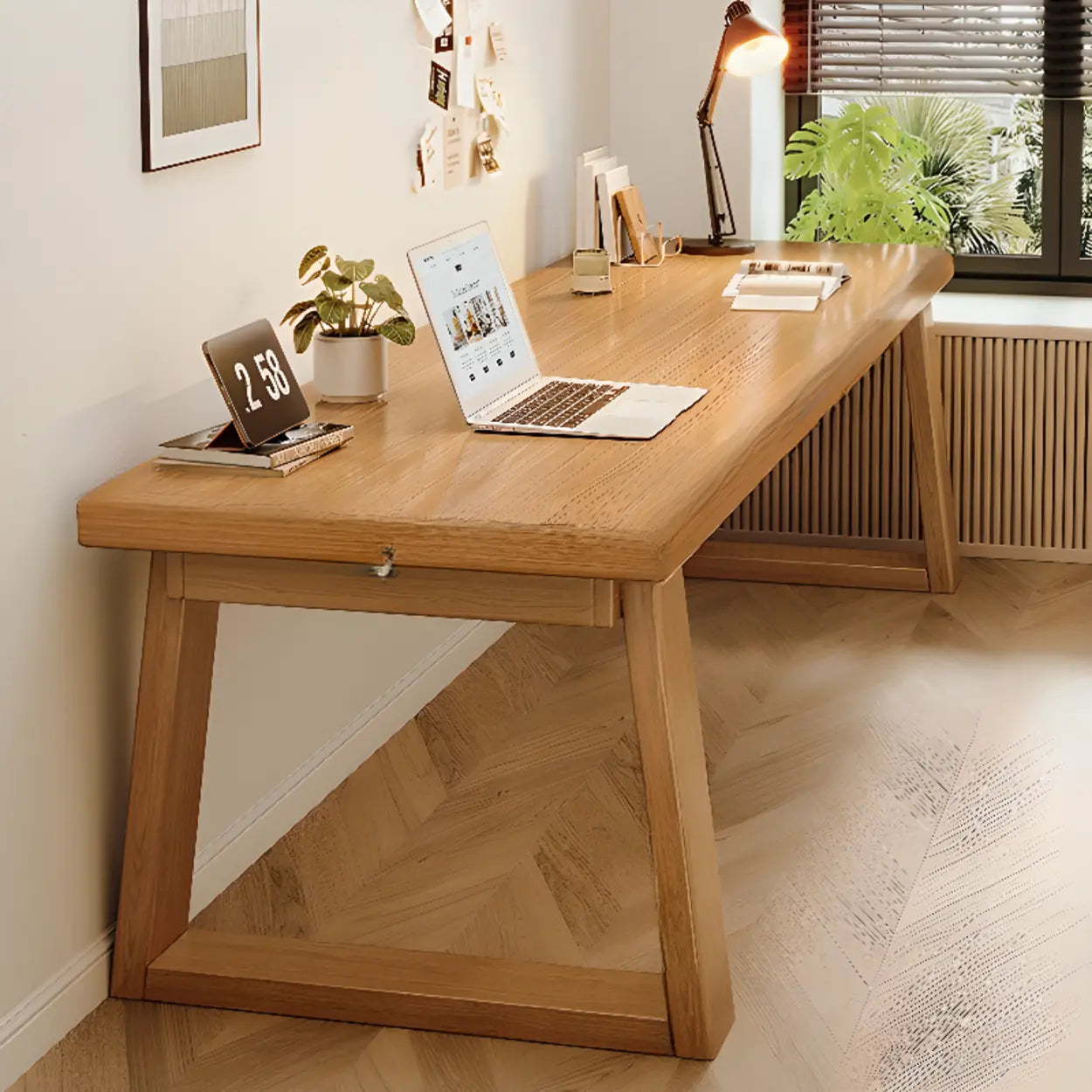 Natural Wood Sledge Home Desk — Natural
