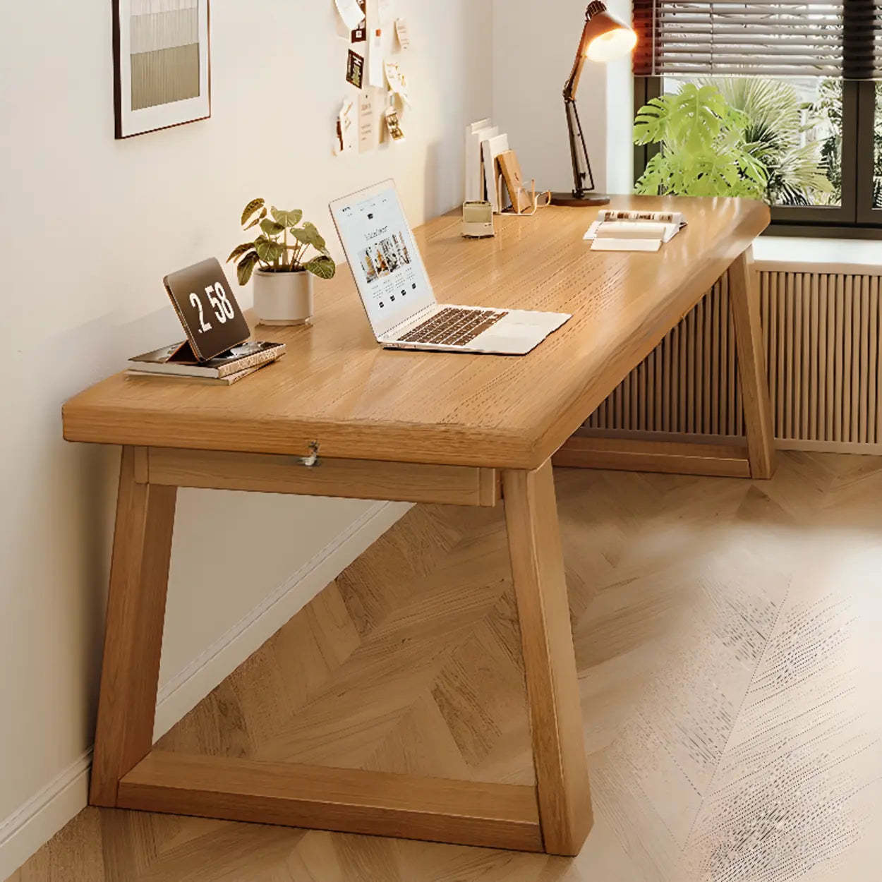 Natural Wood Sledge Home Desk — Natural
