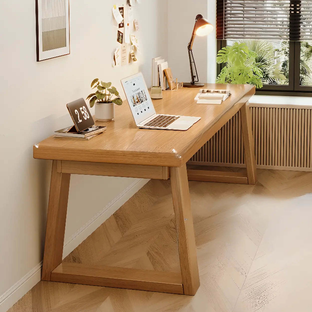 Natural Wood Sledge Home Desk — Natural