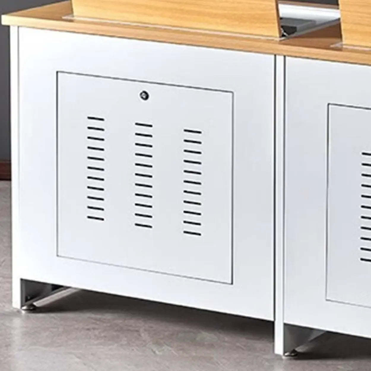 Natural White Wood Sled-Base Double Computer Desk