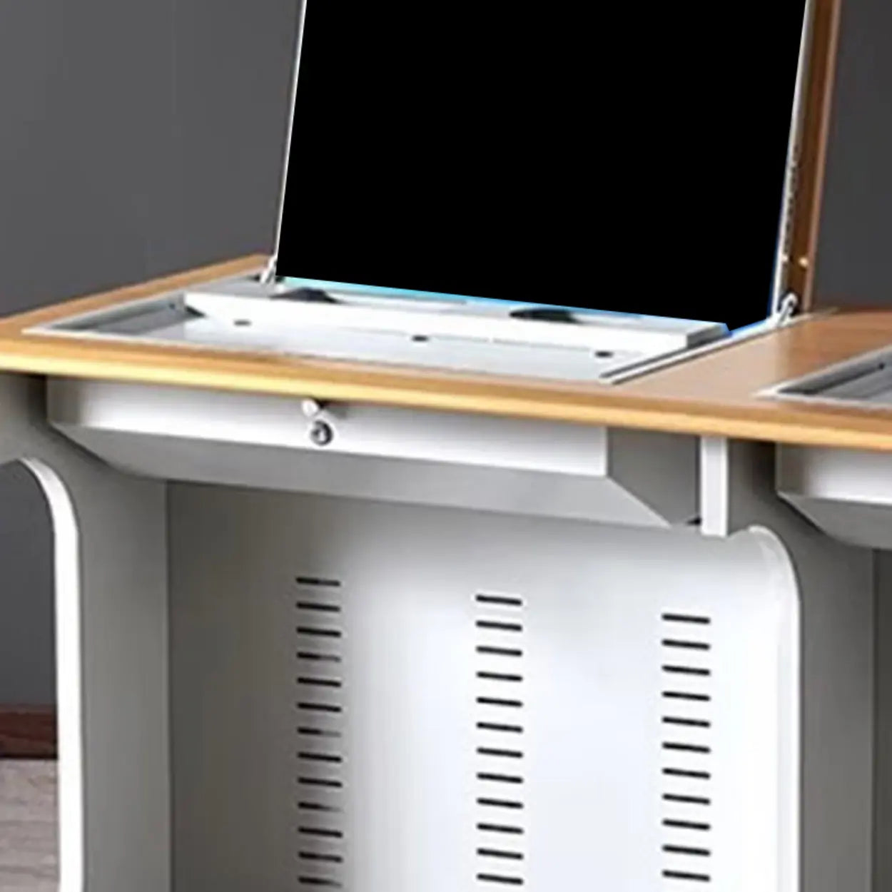 Natural White Wood Sled-Base Double Computer Desk