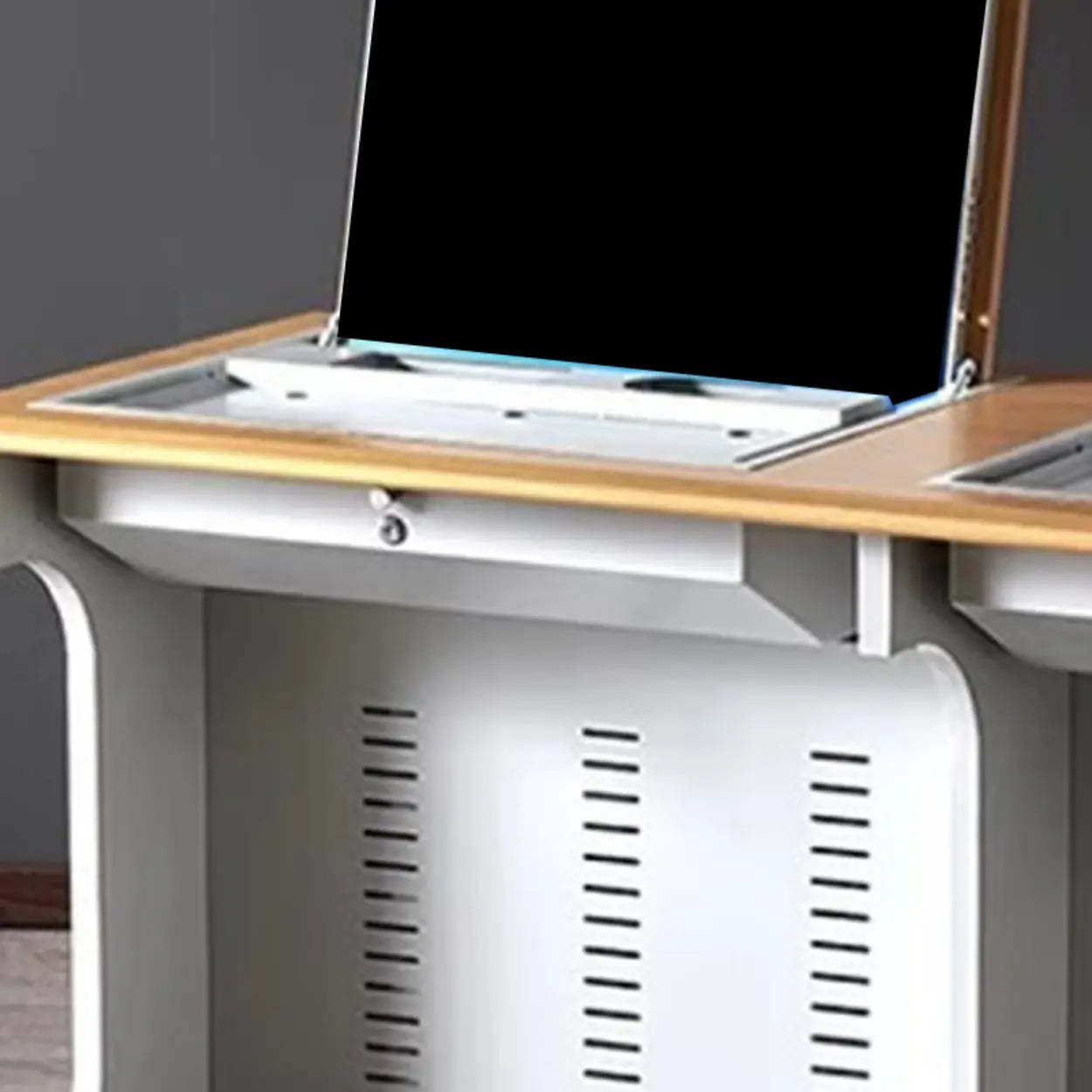 Natural White Wood Sled-Base Double Computer Desk