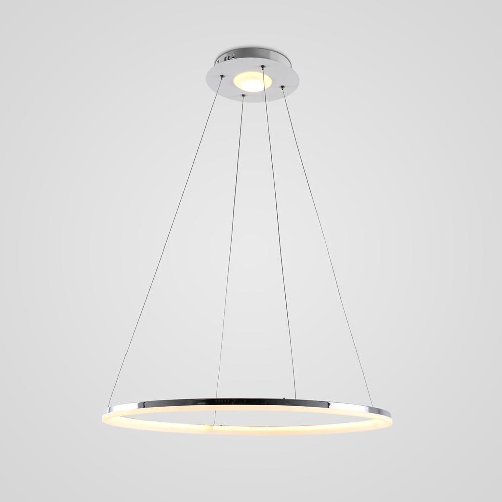 LED Circular Sturdy Modernistic Brushed Nickel Pendant Light With Remote Controller-Lighom