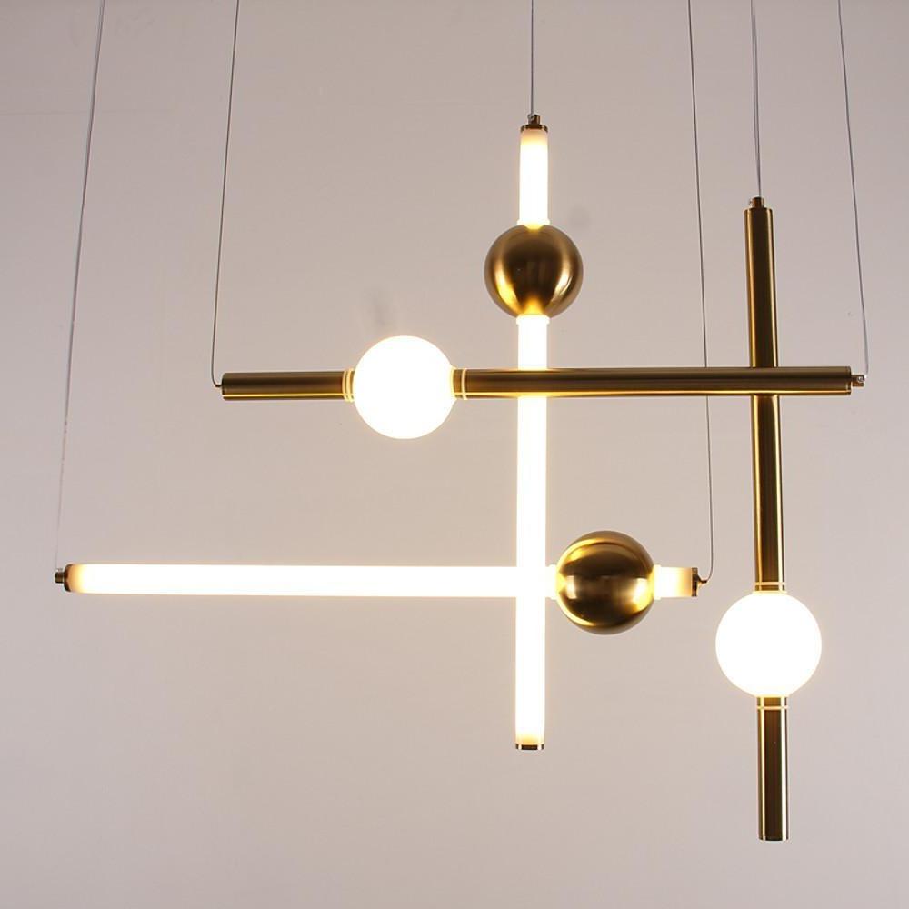 1-Light Metal Glass Minimalist Linear Round Pendant