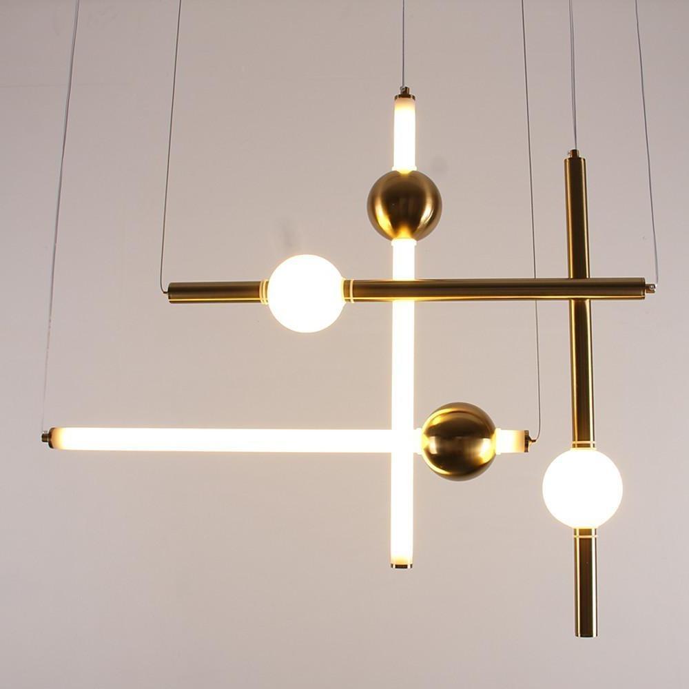 1-Light Metal Glass Minimalist Linear Round Pendant