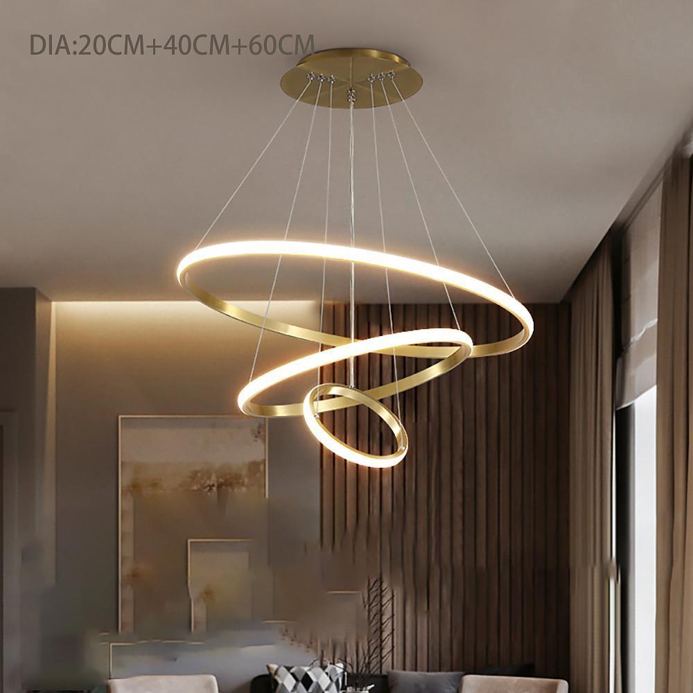 Modern 3-Ring Acrylic Aluminum LED Pendant Ceiling Light — 3-Ring / Black