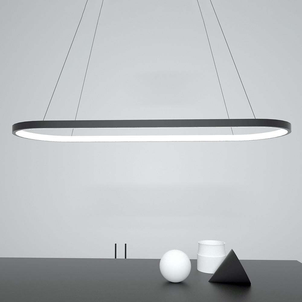 LED Oval Modern Black Pendant Light with Remote Control Artistic Pendant Light-Lighom