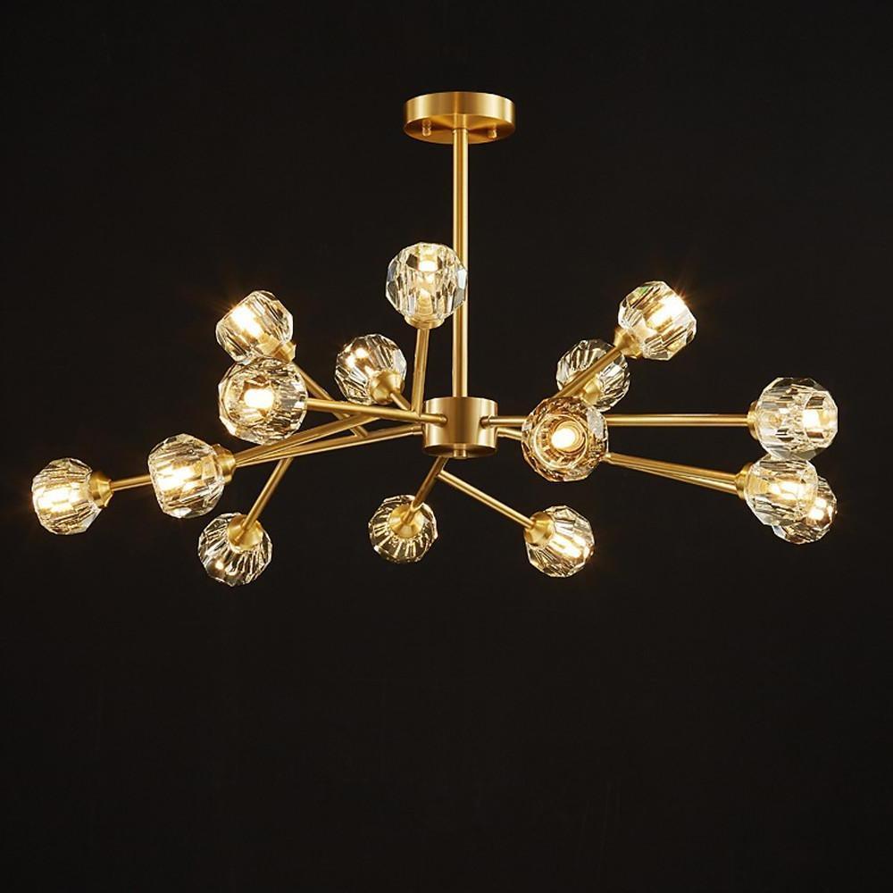 15-Light Crystal Copper Modern Sputnik Chandelier