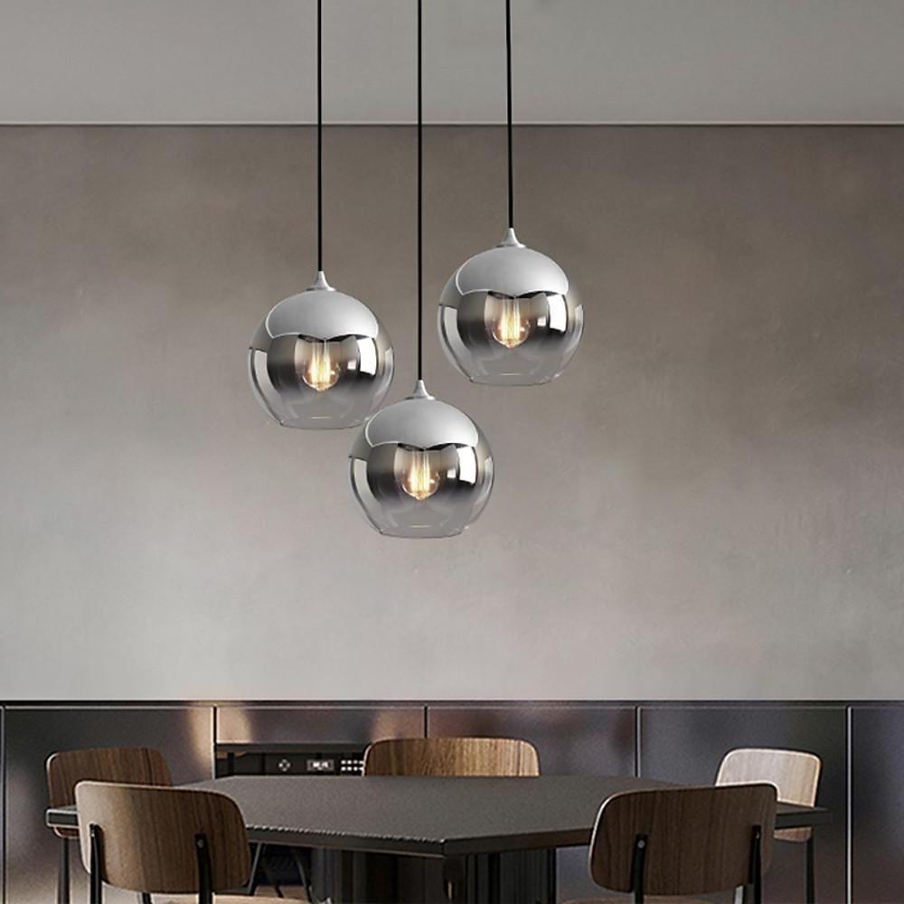 Lighom globe glass pendant lighting for dining room — Globe 8" / Brushed Gold / Warm White (3000K)