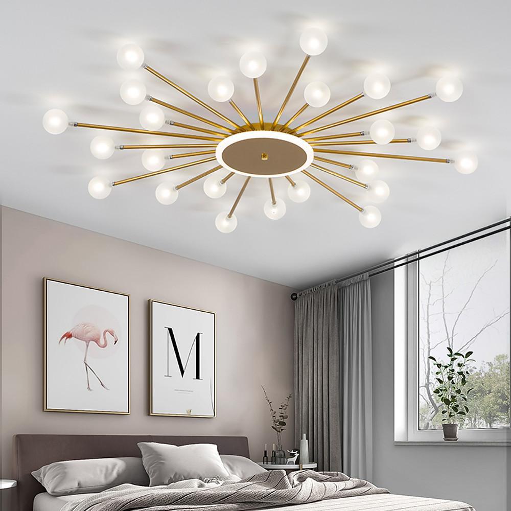 Lighom nordic 24-light metal semi-flush mount light — Matte Black