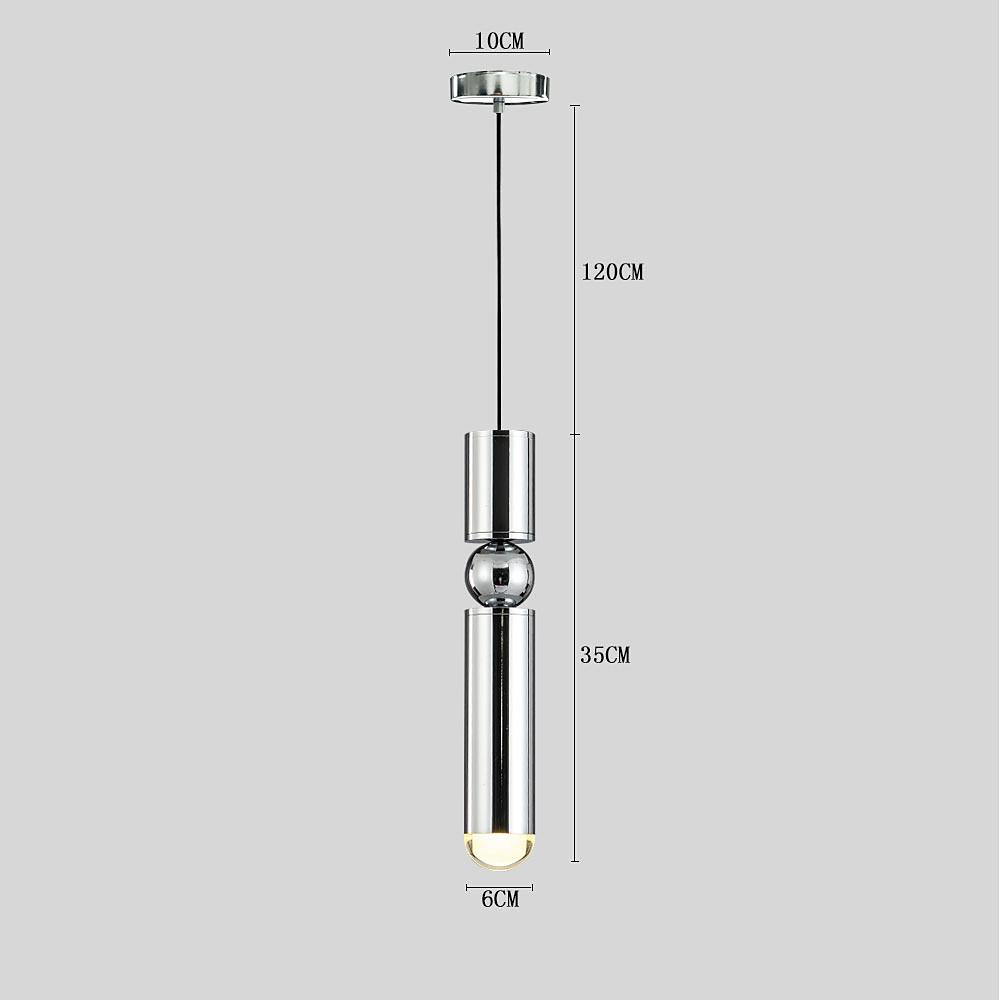 Elongated Cylindrical Metal LED Pendant Light