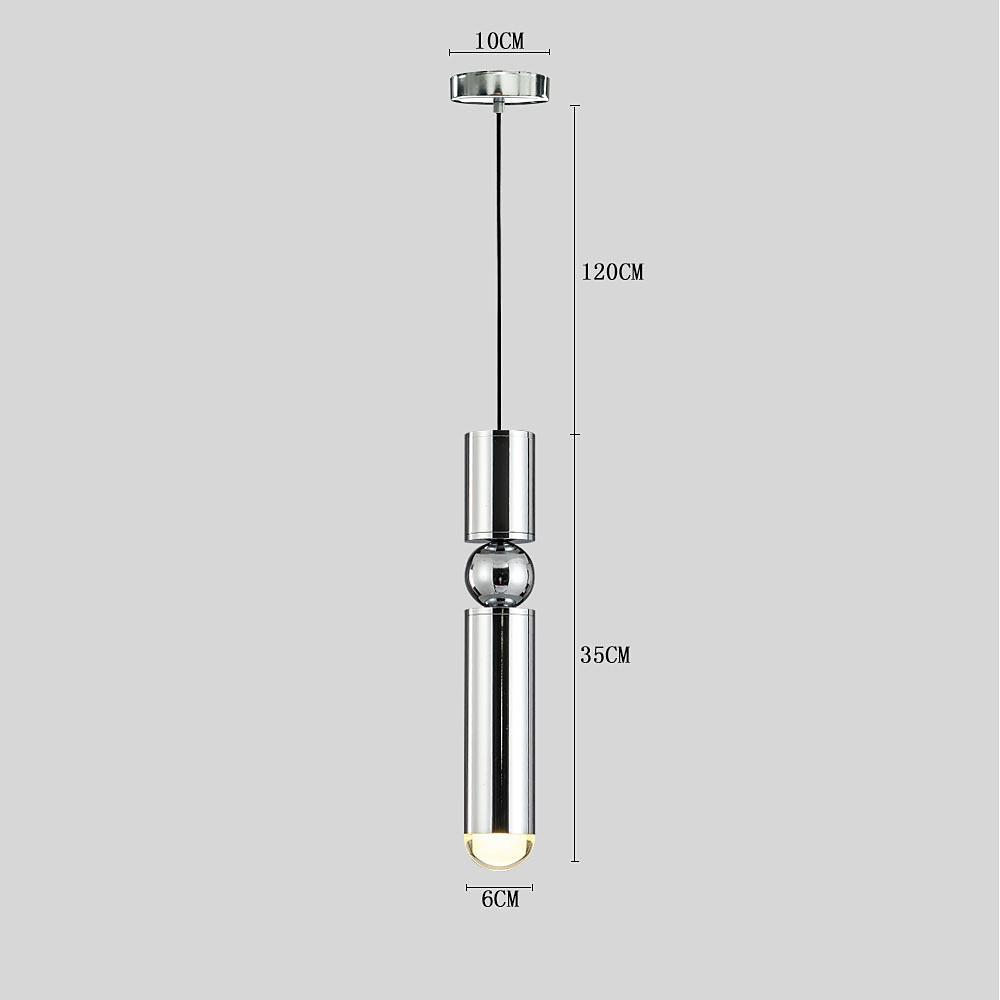 Elongated Cylindrical Metal LED Pendant Light