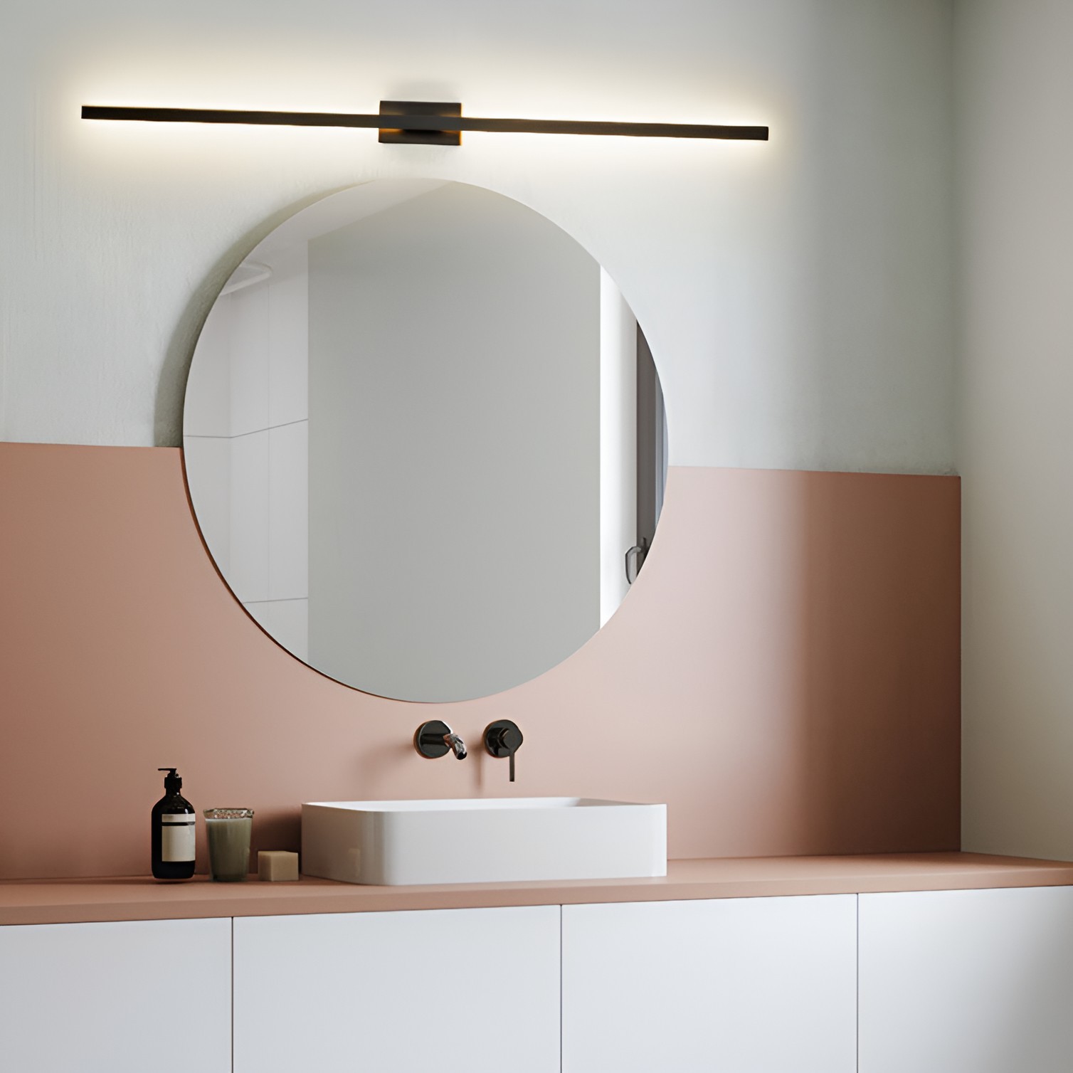 Nordic Black Linear LED Mirror Front Wall Sconce
