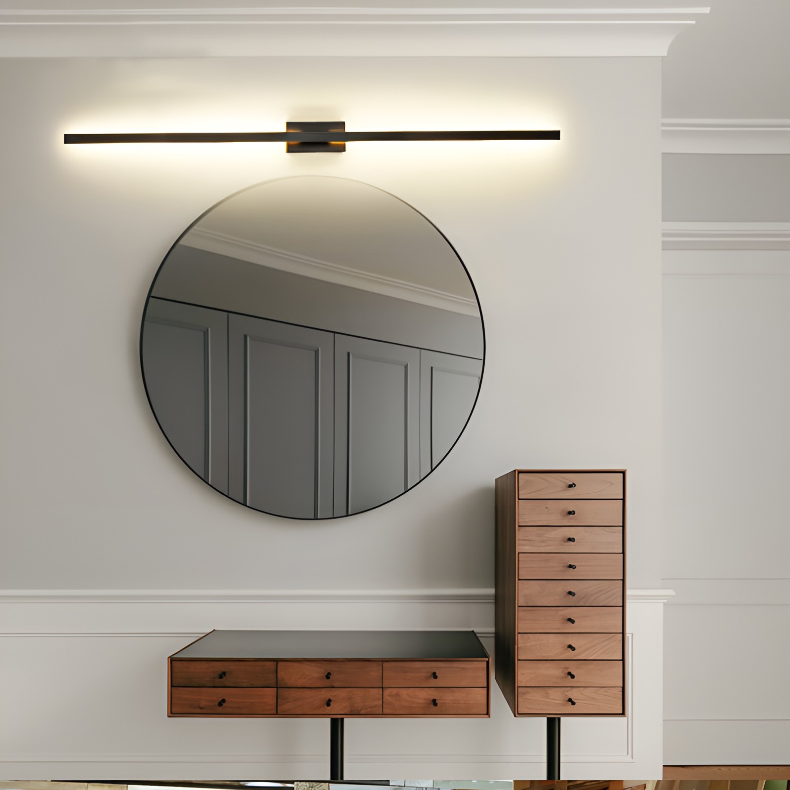 Nordic Black Linear LED Mirror Front Wall Sconce