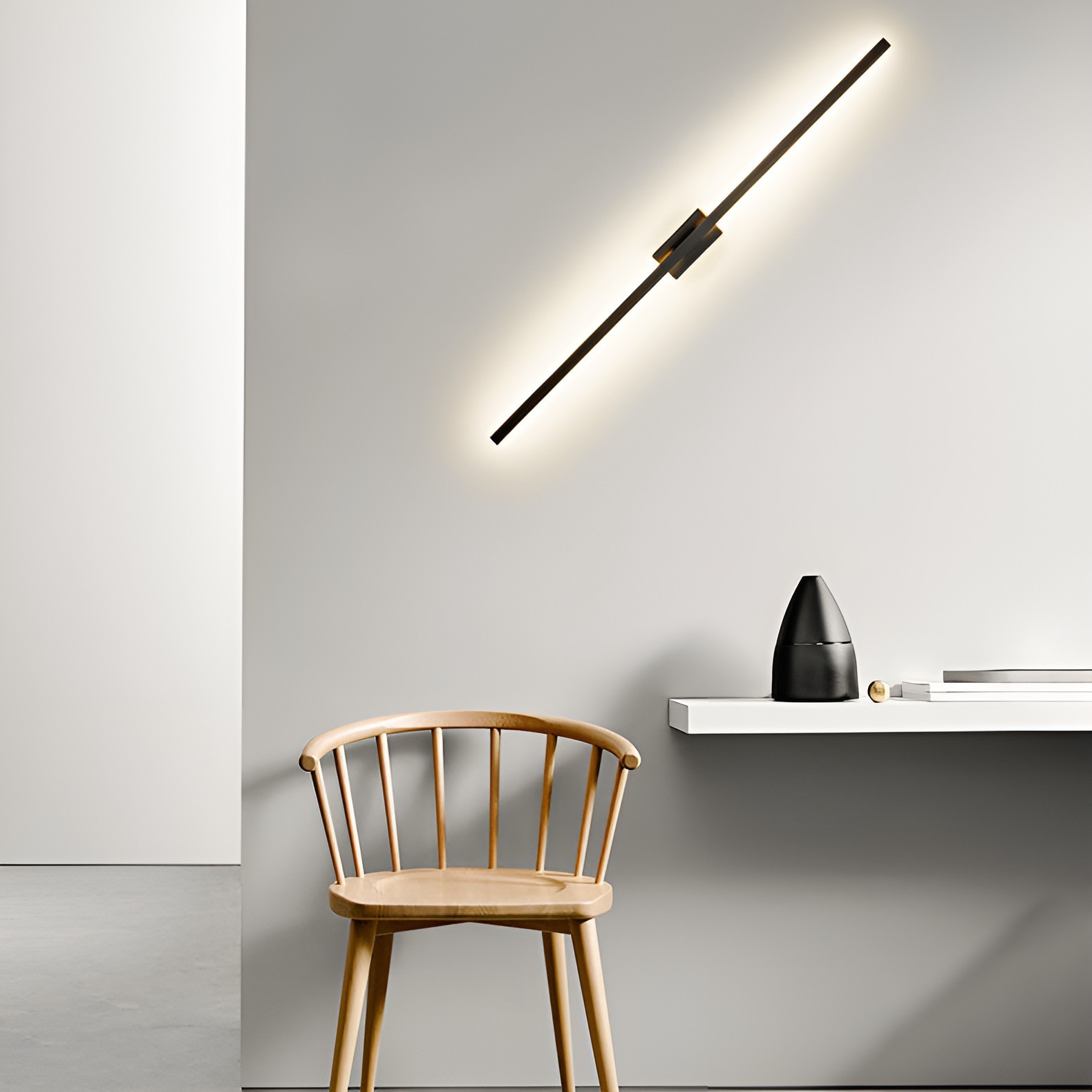 Nordic Black Linear LED Mirror Front Wall Sconce